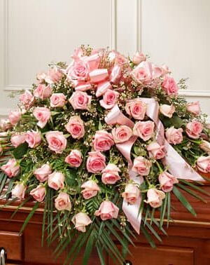 Treasured Memories Half Casket Cover - Pink Rose