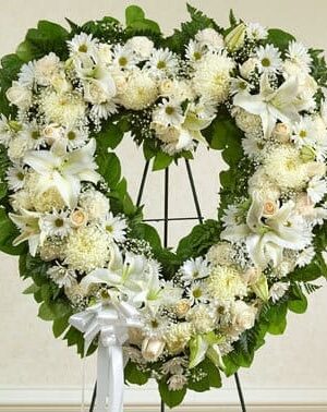 Forever Cherished Floral Heart Tribute - White