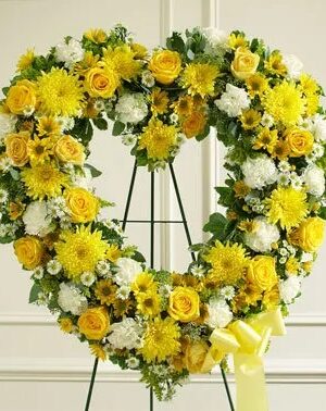 Forever Cherished Floral Heart Tribute - Yellow